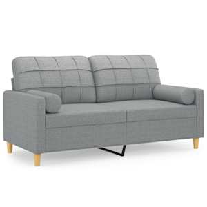 2místná pohovka s polštáři světle šedá 140 cm textil - obrázek 2