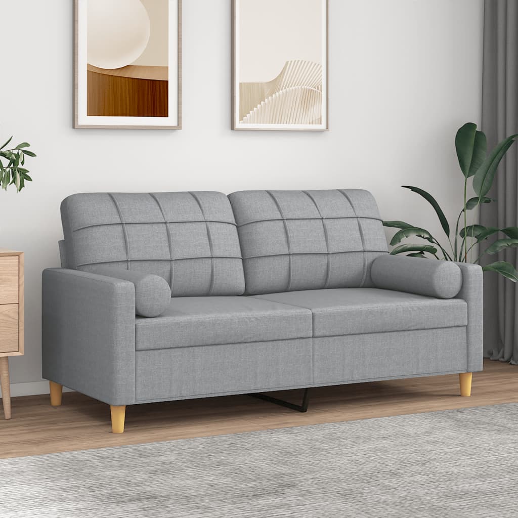 vidaXL 2-Sitzer-Sofa mit Zierkissen Hellgrau 140 cm Stoff