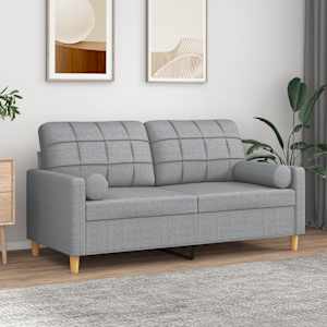 2místná pohovka s polštáři světle šedá 140 cm textil