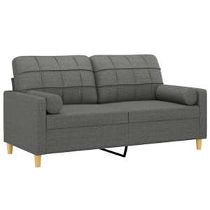 2místná pohovka s polštáři tmavě šedá 140 cm textil - obrázek 3