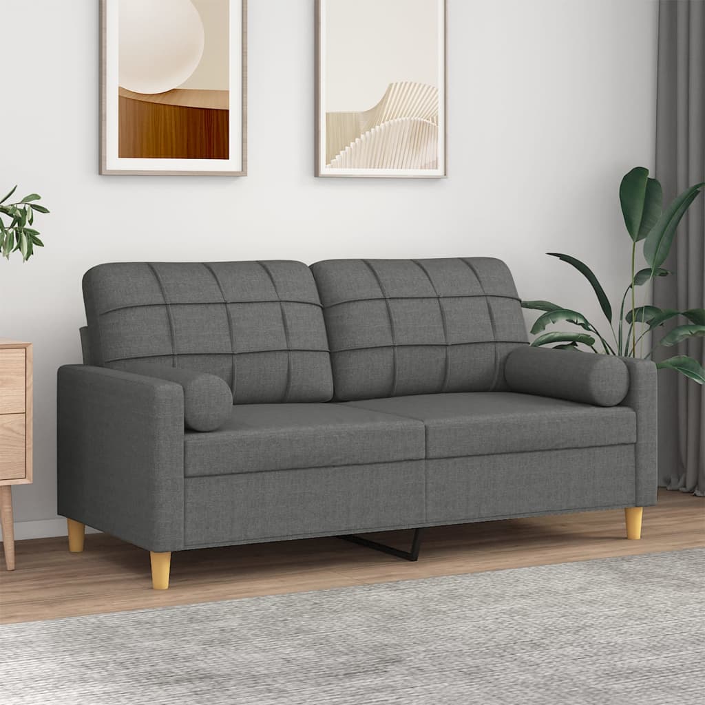 vidaXL 2-Sitzer-Sofa mit Zierkissen Dunkelgrau 140 cm Stoff