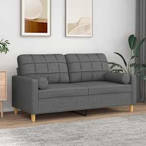 2místná pohovka s polštáři tmavě šedá 140 cm textil - obrázek 1