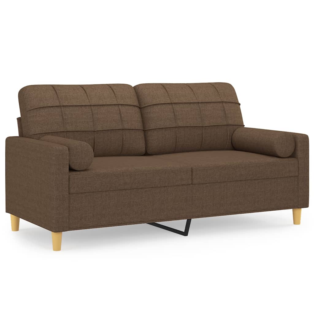 vidaXL Tweezitsbank met sierkussens 140 cm stof bruin