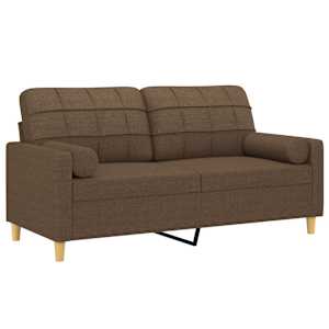 2místná pohovka s polštáři hnědá 140 cm textil - obrázek 3
