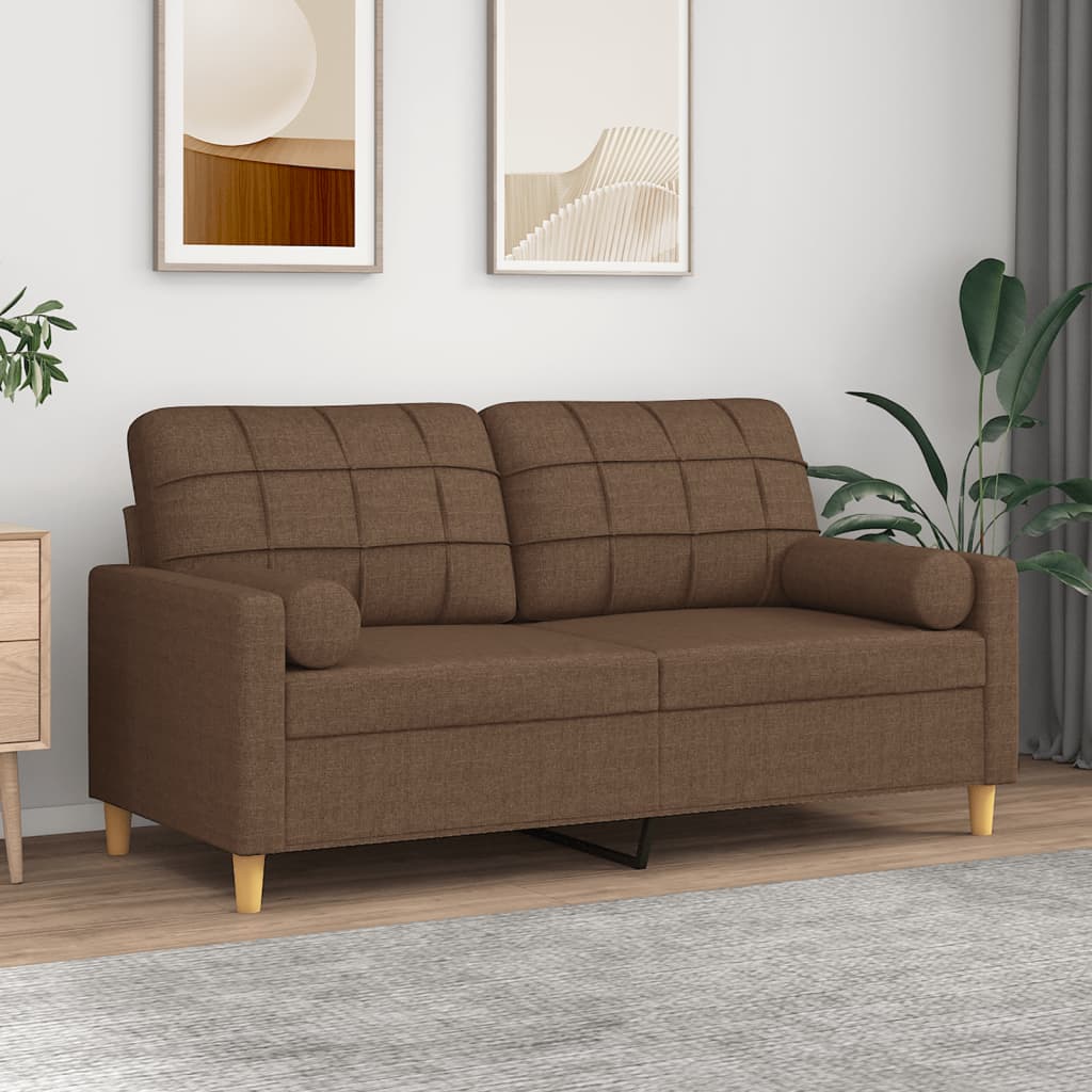 vidaXL 2-Sitzer-Sofa mit Zierkissen Braun 140 cm Stoff