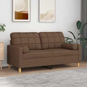 2místná pohovka s polštáři hnědá 140 cm textil - obrázek 1