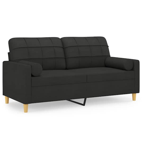 vidaXL 2-kohaline diivan patjadega, must, 140 cm, kangas