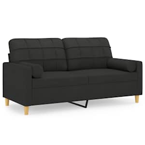 2místná pohovka s polštáři černá 140 cm textil - obrázek 2