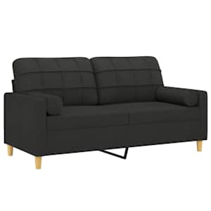 2místná pohovka s polštáři černá 140 cm textil - obrázek 3
