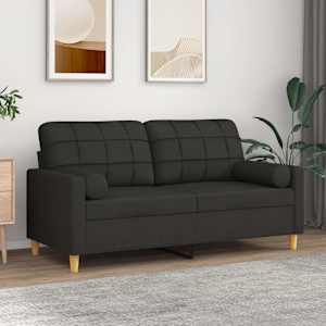 2místná pohovka s polštáři černá 140 cm textil - obrázek 1