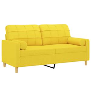 2místná pohovka s polštáři světle žlutá 140 cm textil - obrázek 3
