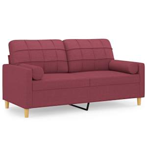 2místná pohovka s polštáři vínová 140 cm textil - obrázek 2