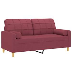 2místná pohovka s polštáři vínová 140 cm textil - obrázek 3