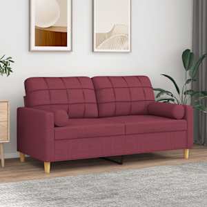 2místná pohovka s polštáři vínová 140 cm textil - obrázek 1