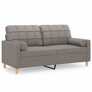 2místná pohovka s polštáři taupe 140 cm textil - obrázek 2