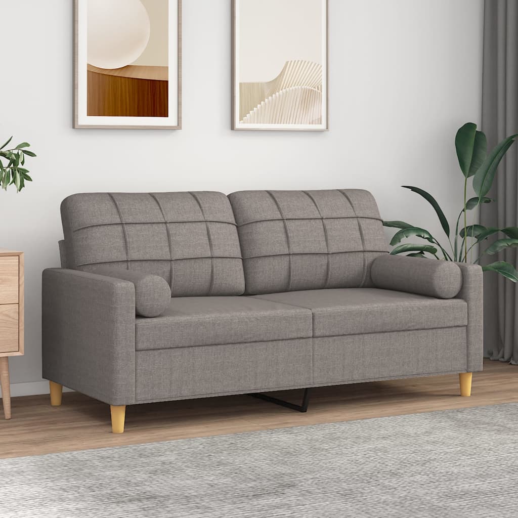 vidaXL 2-Sitzer-Sofa mit Zierkissen Taupe 140 cm Stoff