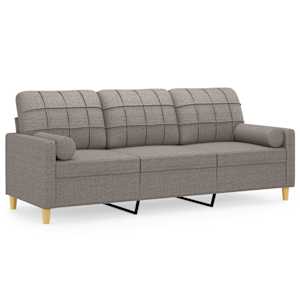 3místná pohovka s polštáři taupe 180 cm textil - obrázek 2