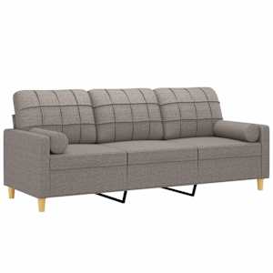 3místná pohovka s polštáři taupe 180 cm textil - obrázek 3