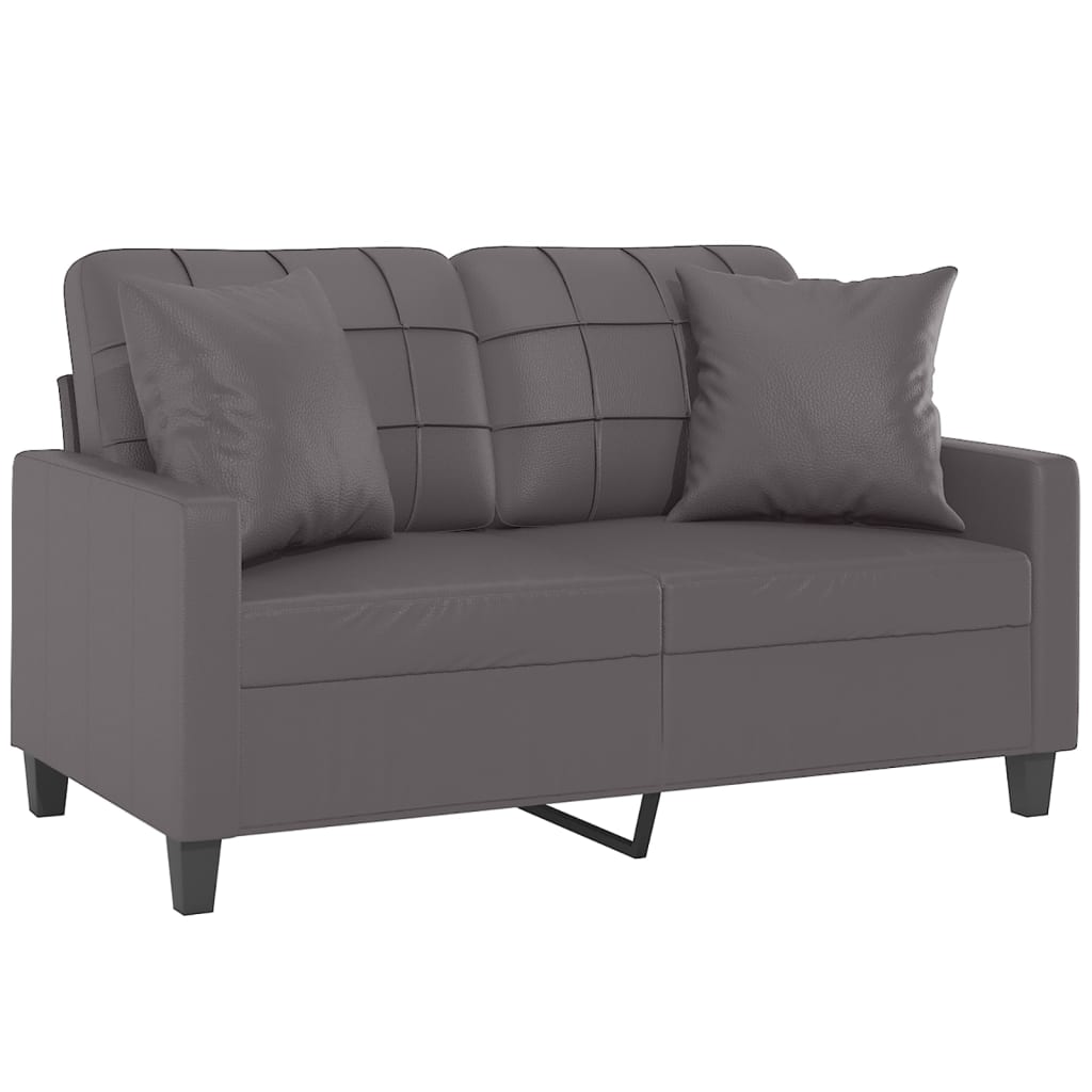 vidaXL Tweezitsbank met sierkussens 120 cm kunstleer grijs afbeelding
