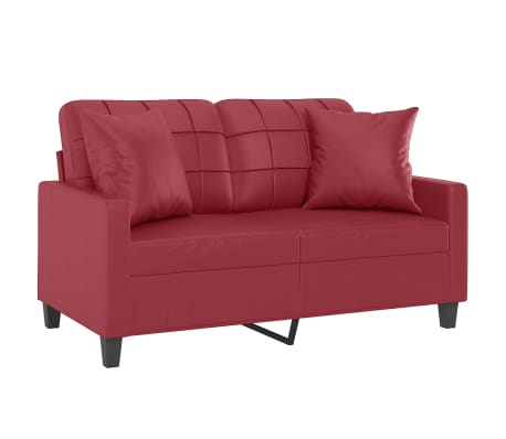 vidaXL 2-Sitzer-Sofa mit Zierkissen Weinrot 120 cm Kunstleder
