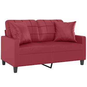vidaXL 2-Sitzer-Sofa mit Zierkissen Weinrot 120 cm Kunstleder