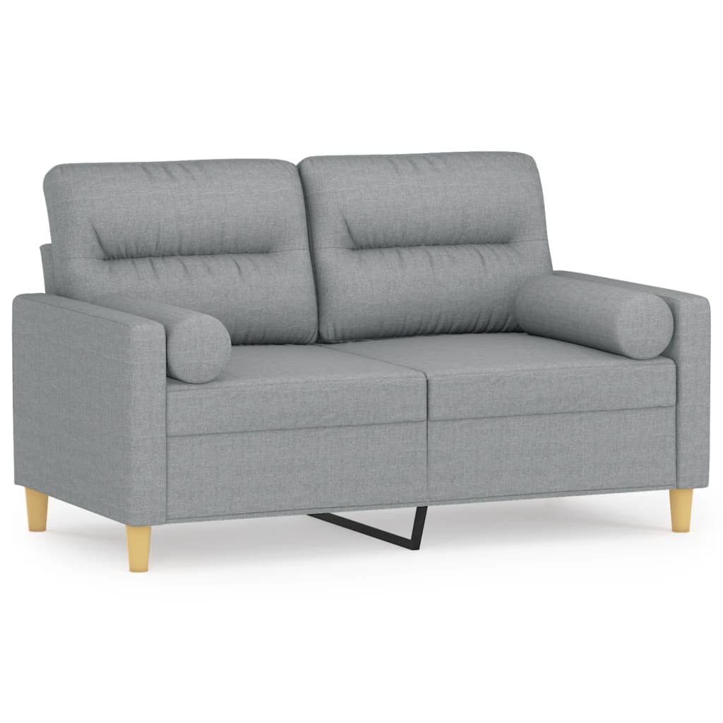 Image of vidaXL 2-Seater Sofa with Throw Pillows Light Grey 120 cm Fabric