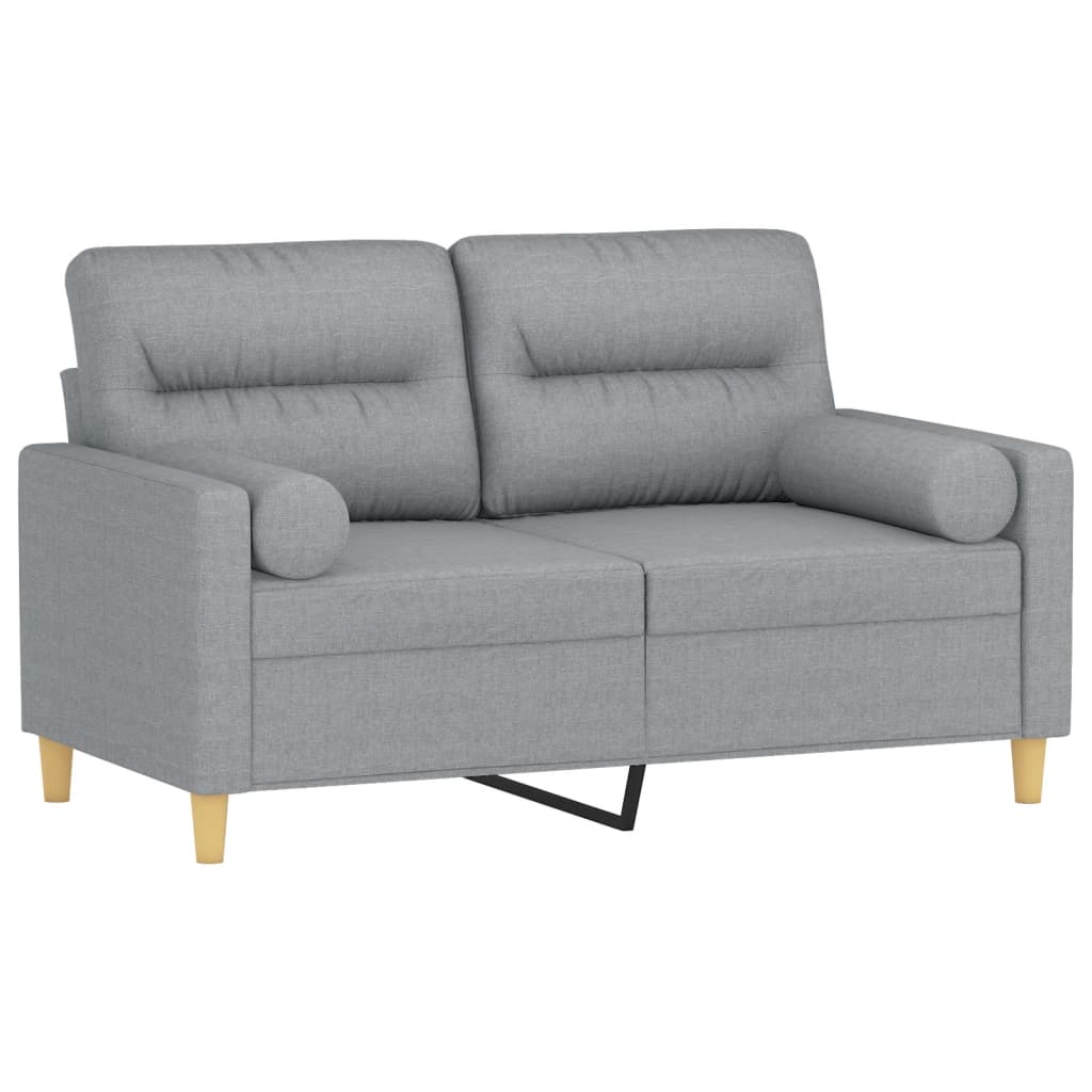 vidaXL Canapea cu 2 locuri cu pernuțe, gri deschis, 120 cm, textil