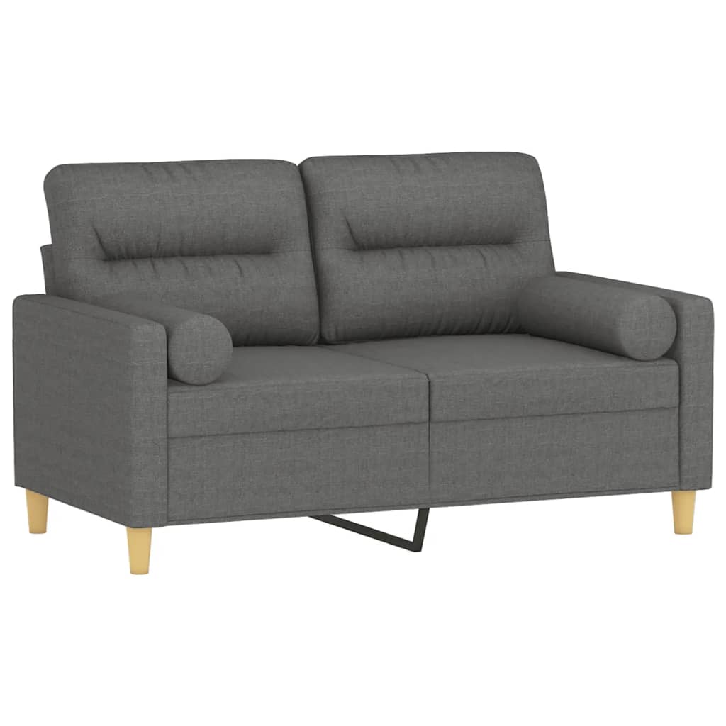 vidaXL Tweezitsbank met sierkussens 120 cm stof donkergrijs afbeelding