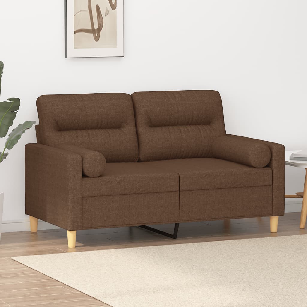 vidaXL 2-Sitzer-Sofa mit Zierkissen Braun 120 cm Stoff