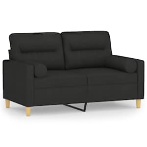 2místná pohovka s polštáři černá 120 cm textil - obrázek 2