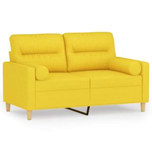 vidaXL 2-kohaline diivan patjadega, helekollane, 120 cm, kangas