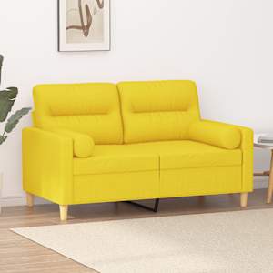 Kavč dvosed z blazinami svetlo rumen 120 cm blago