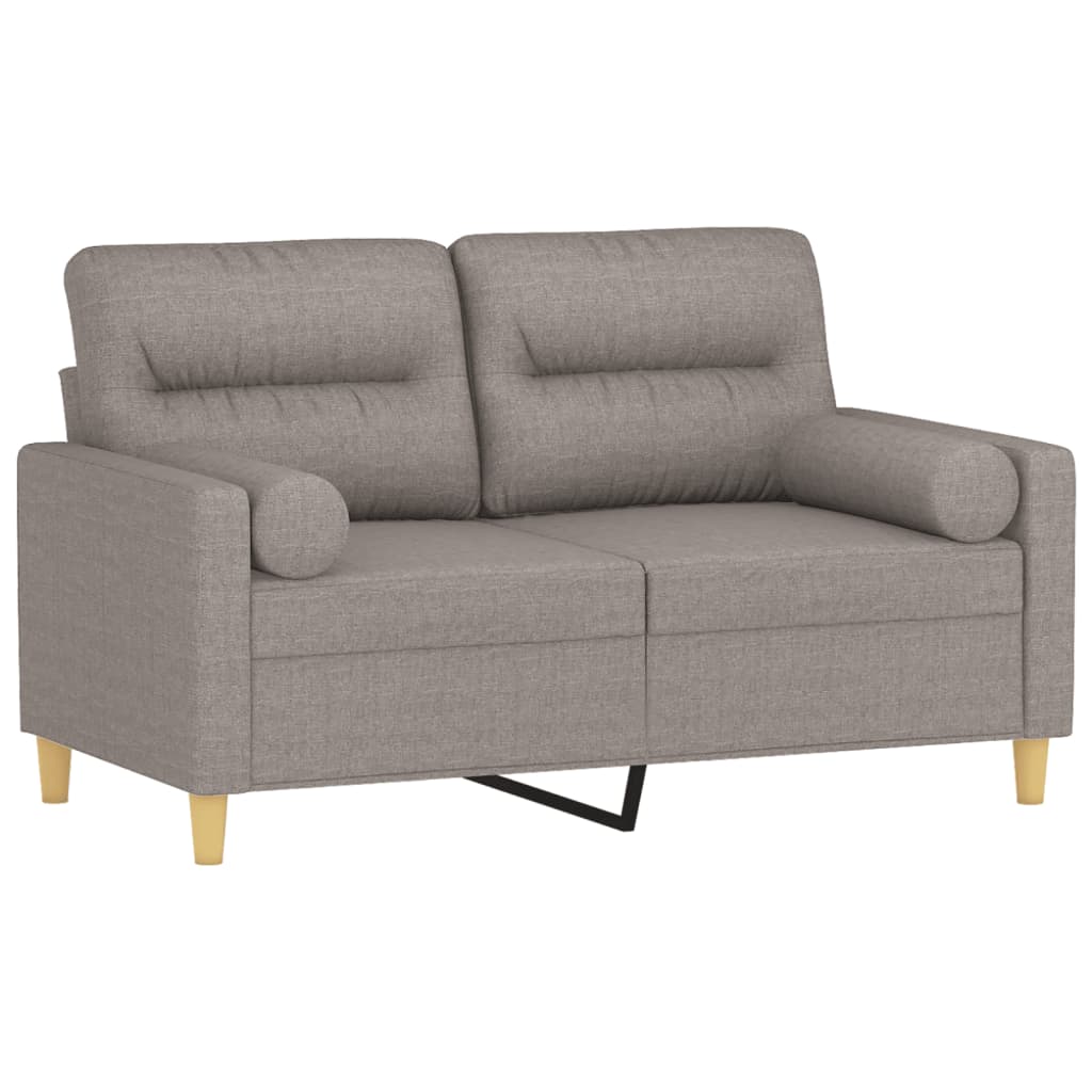 vidaXL Tweezitsbank met sierkussens 120 cm stof taupe afbeelding