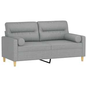 2místná pohovka s polštáři světle šedá 140 cm textil - obrázek 3