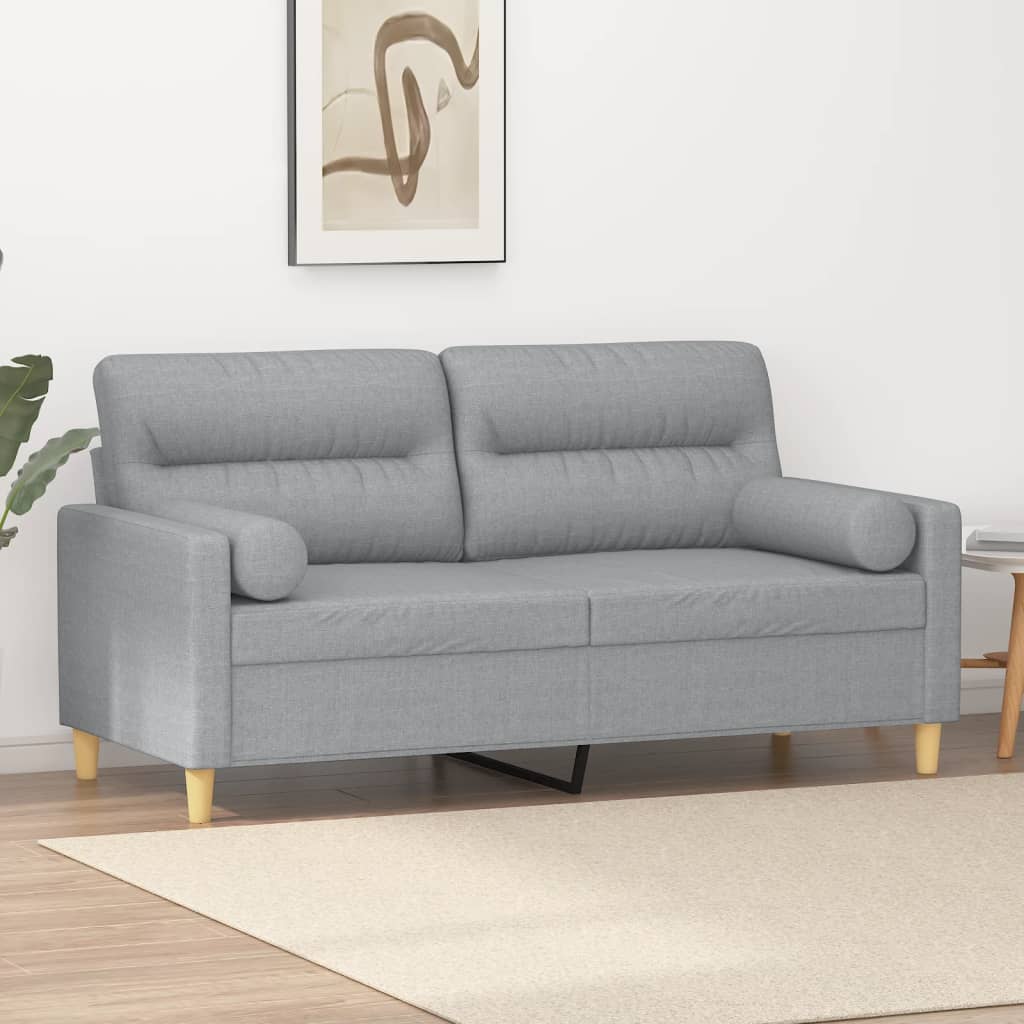 vidaXL 2-Sitzer-Sofa mit Zierkissen Hellgrau 140 cm Stoff