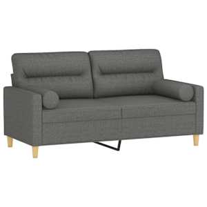 2místná pohovka s polštáři tmavě šedá 140 cm textil - obrázek 3