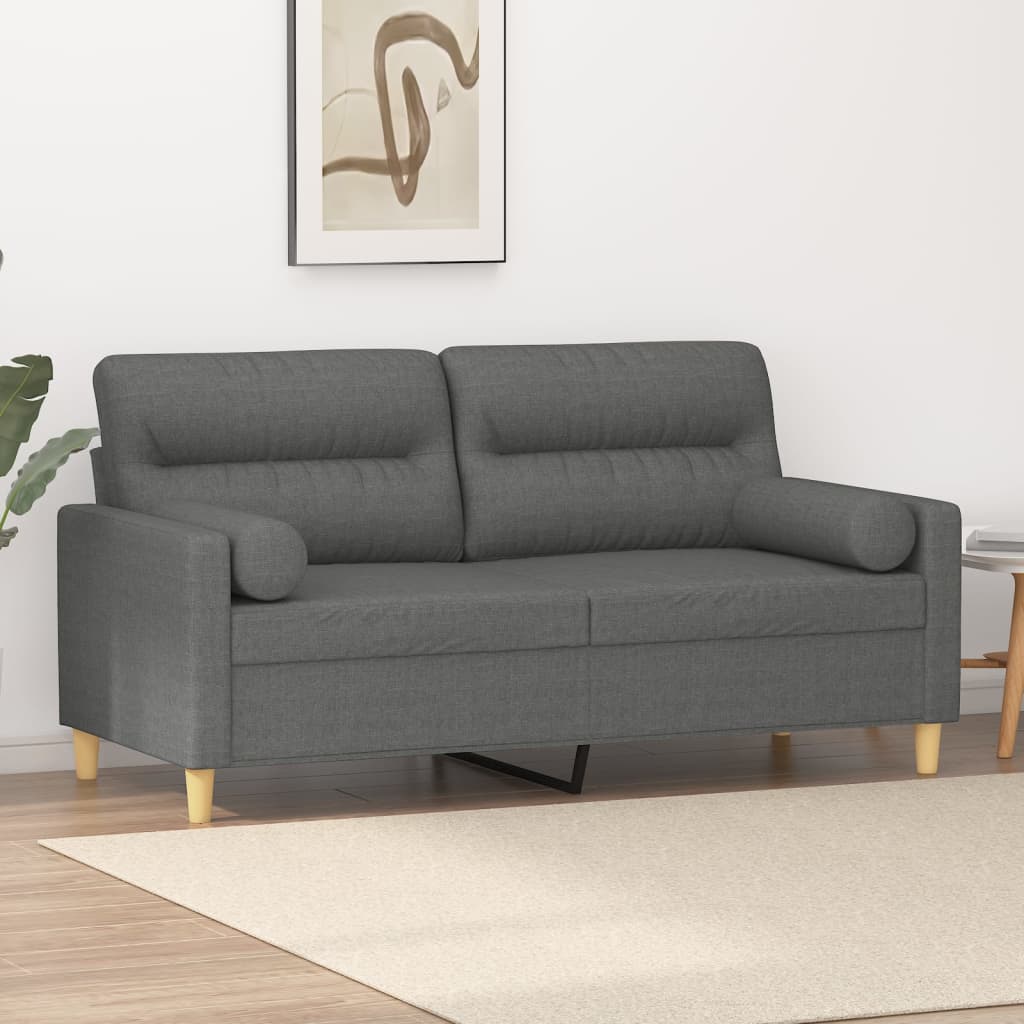 vidaXL 2-Sitzer-Sofa mit Zierkissen Dunkelgrau 140 cm Stoff