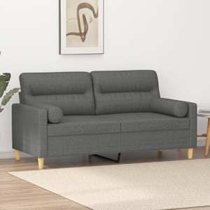 2místná pohovka s polštáři tmavě šedá 140 cm textil - obrázek 1