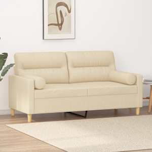 2místná pohovka s polštáři krémová 140 cm textil - obrázek 1