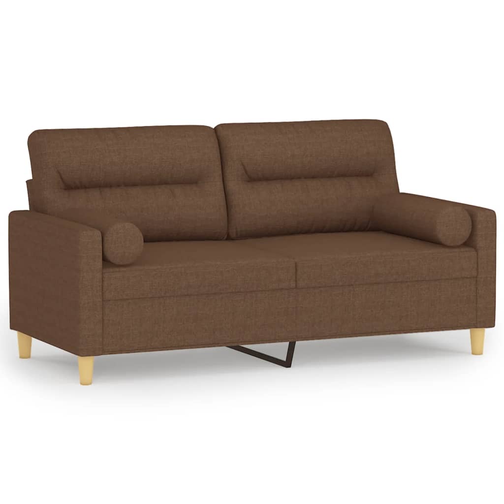 vidaXL Tweezitsbank met sierkussens 140 cm stof bruin
