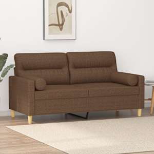 2místná pohovka s polštáři hnědá 140 cm textil - obrázek 1