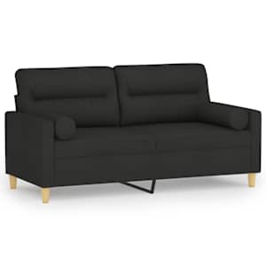 2místná pohovka s polštáři černá 140 cm textil - obrázek 2
