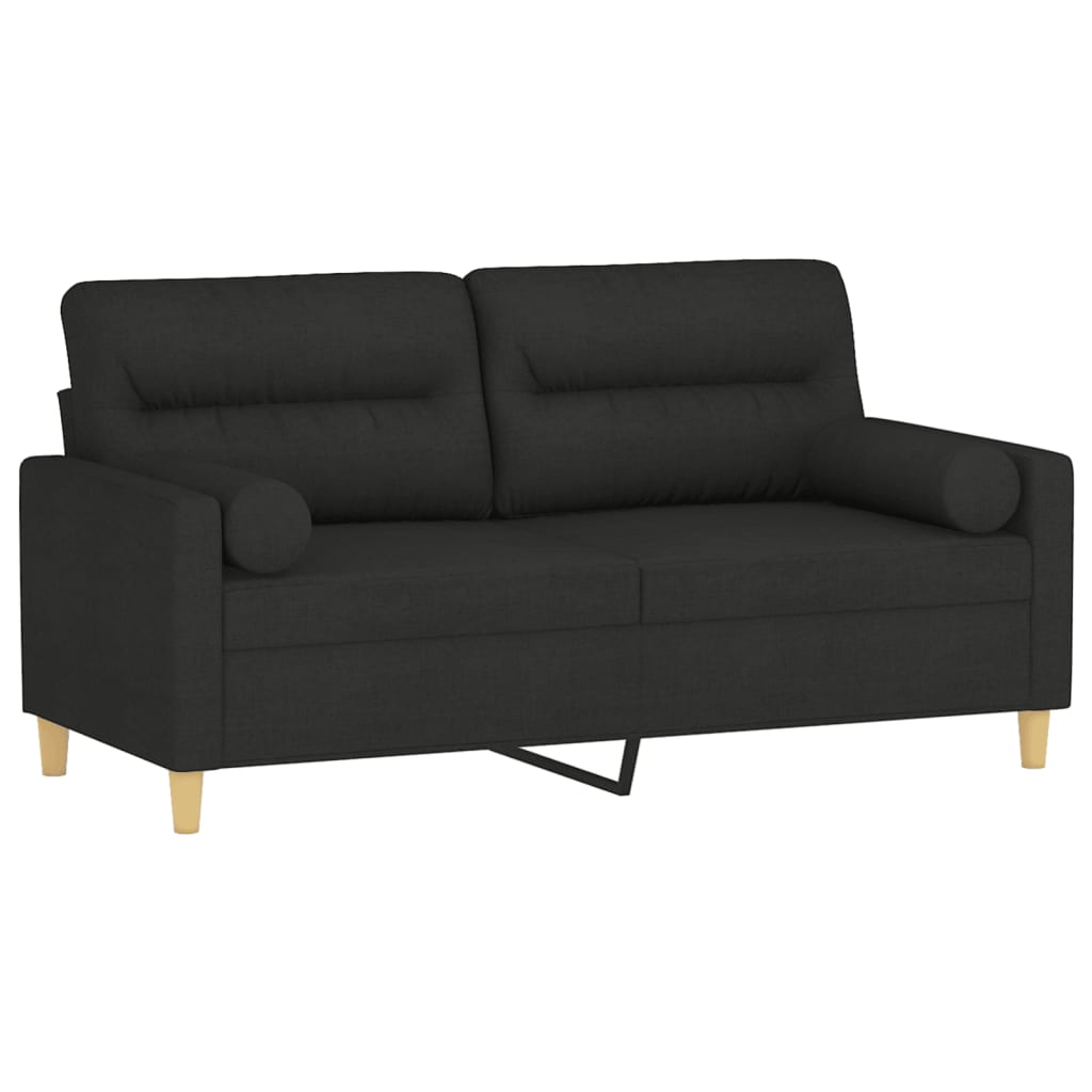 vidaXL Tweezitsbank met sierkussens 140 cm stof zwart afbeelding