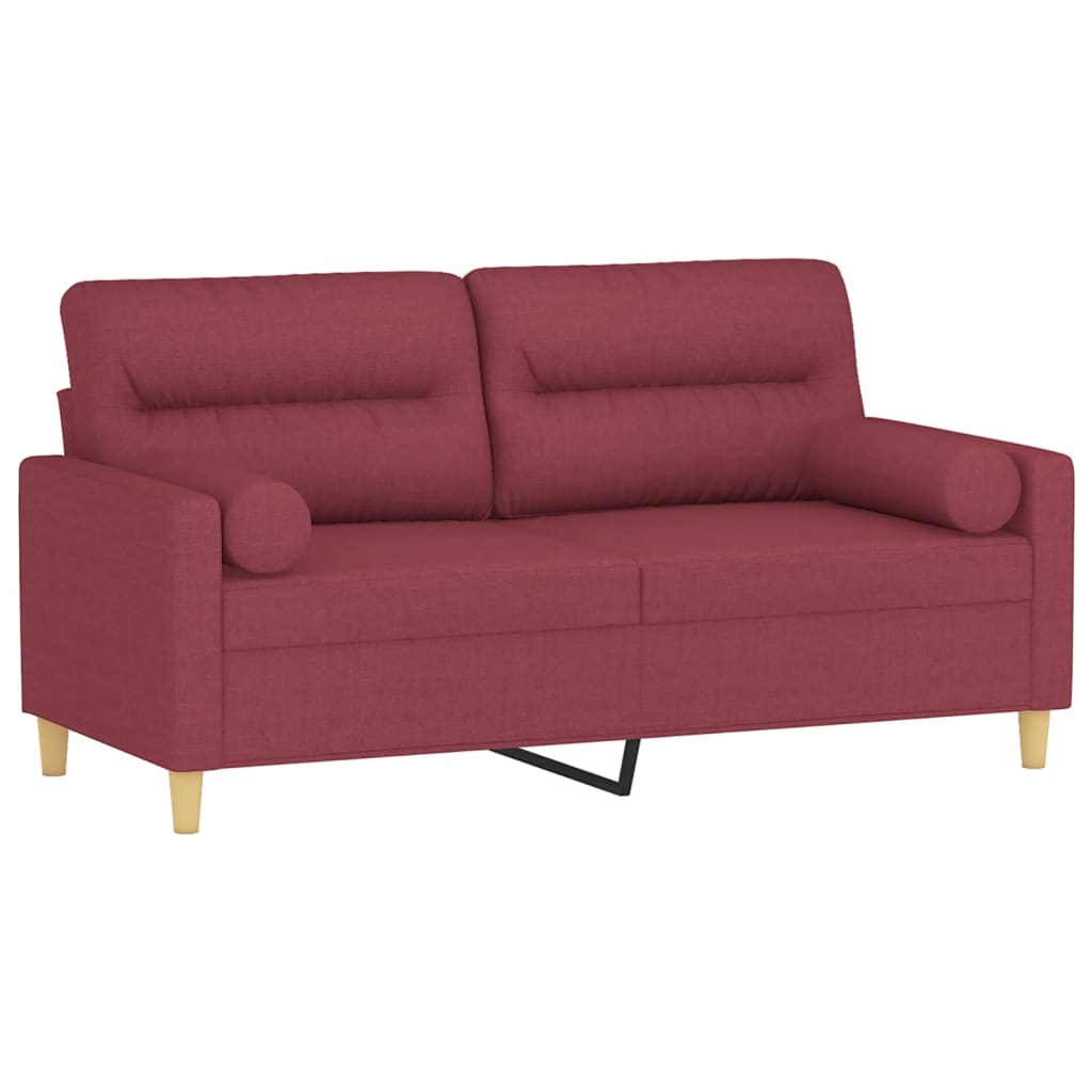 vidaXL 2-miestna pohovka s vankúšmi vínovočervená 140 cm látka