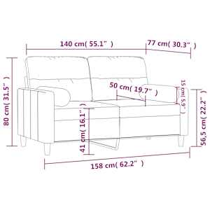 2místná pohovka s polštáři vínová 140 cm textil - obrázek 8