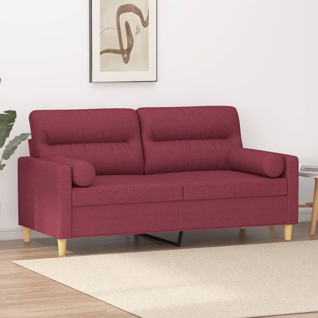 vidaXL 2-Sitzer-Sofa mit Zierkissen Weinrot 140 cm Stoff