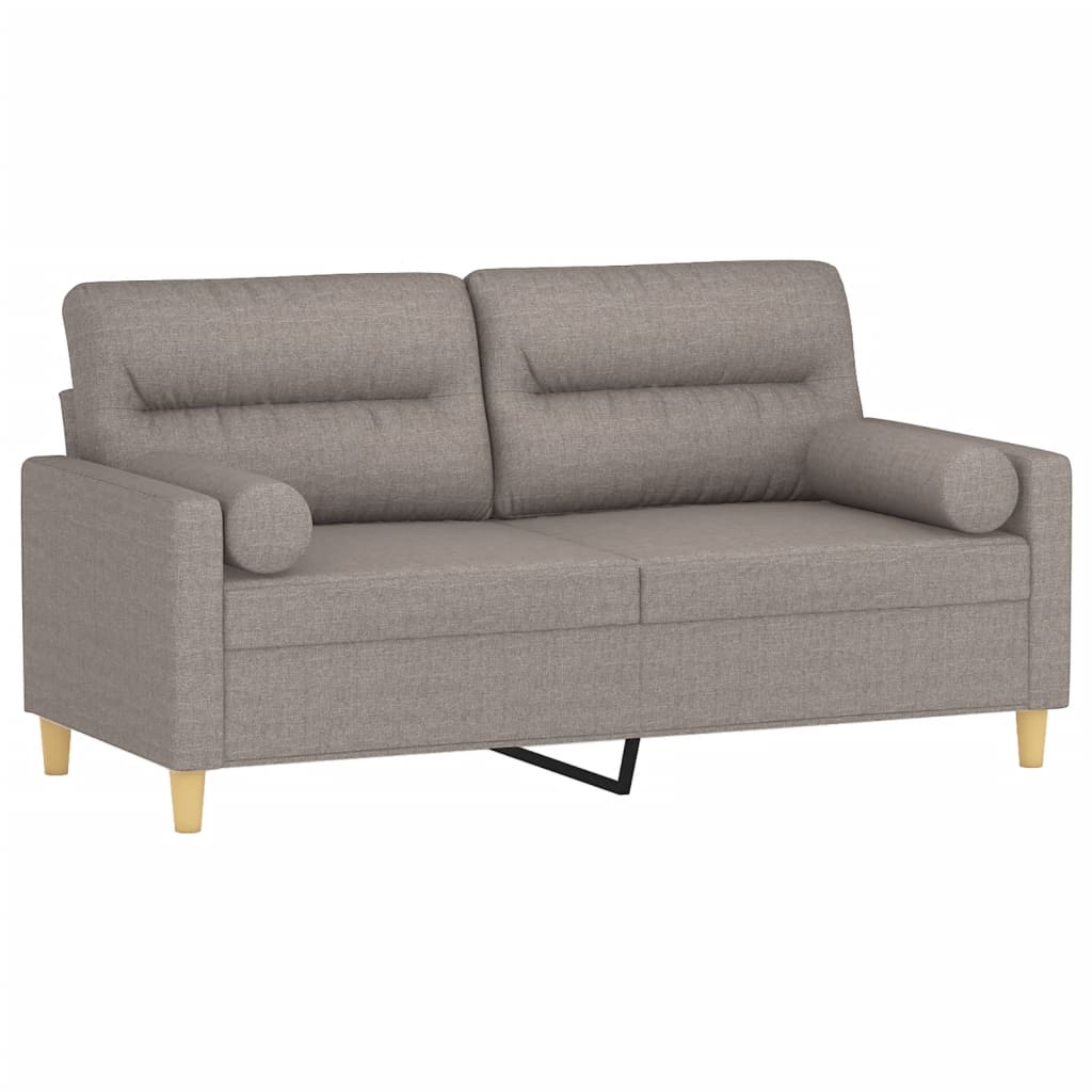 vidaXL Tweezitsbank met sierkussens 140 cm stof taupe afbeelding