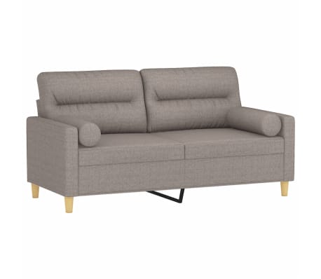 vidaXL 2-Sitzer-Sofa mit Zierkissen Taupe 140 cm Stoff