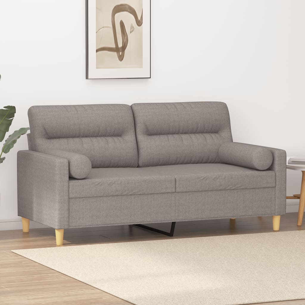 vidaXL 2-Sitzer-Sofa mit Zierkissen Taupe 140 cm Stoff