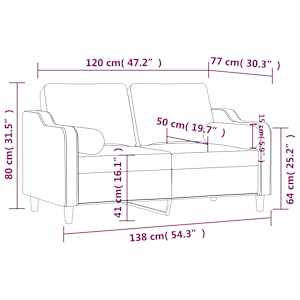 2místná pohovka s polštáři hnědá 120 cm textil - obrázek 8